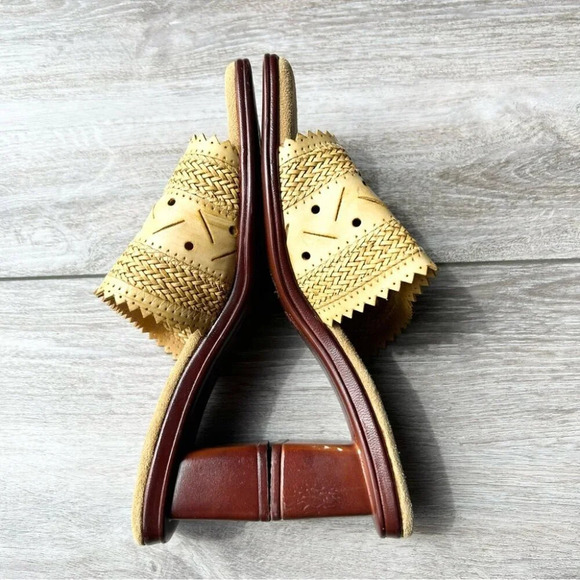 San Miguel Woven Slipper Sandals Wooden Heel - Picture 8 of 14